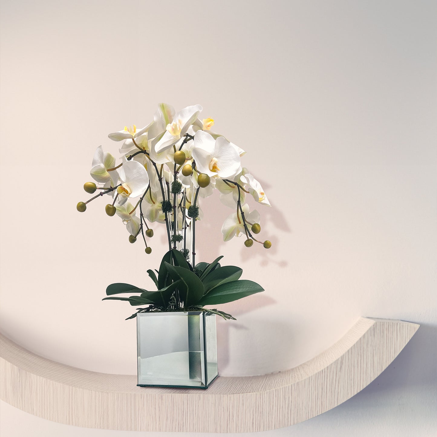 White Orchids with Glass Vase