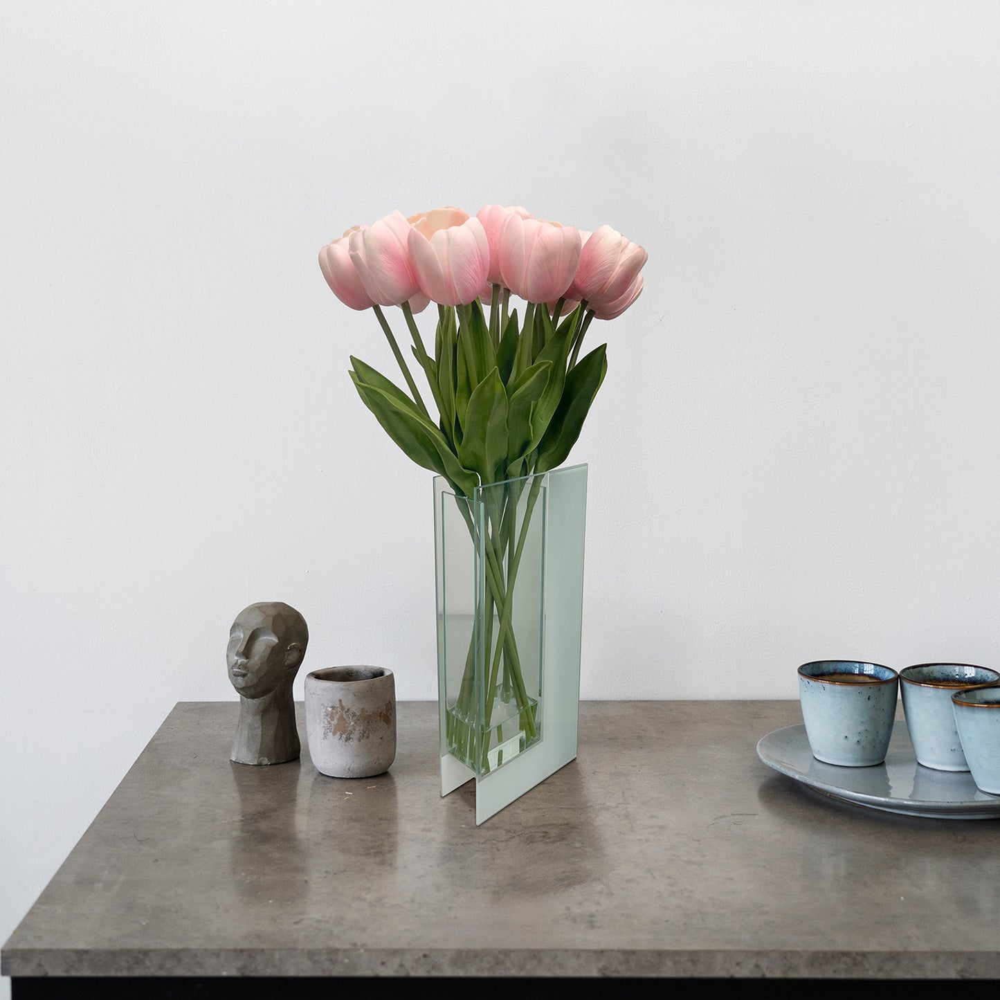 Pink Tulips with Elegant Vase